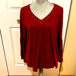 Faux Suede Bohemian shirt with Bell Sleeves SZ M